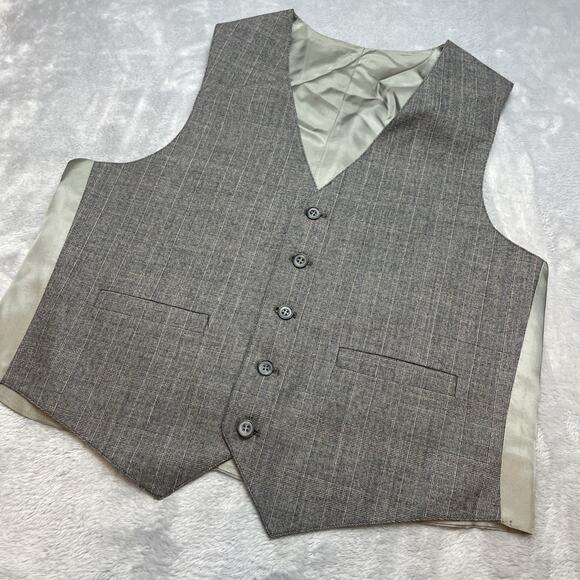Vintage Wool Vest Waistcoat Mens Button Up Mens M/40 Gray Glen Plaid Formal - Picture 1 of 8